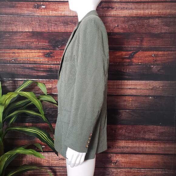 NWOT GAP Mens Large Olive Green Check Blazer Jacket Seersucker Sport Coat - Picture 5 of 10